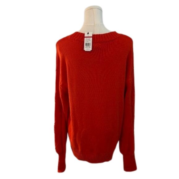 Crown & Ivy Women’s Orange Textured Sweater Size Large NWT - Picture 3 of 6